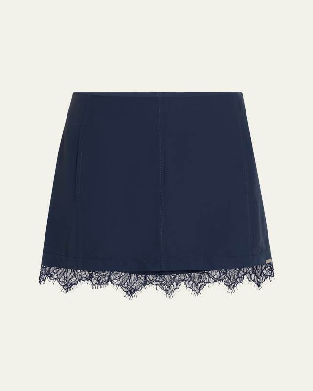 Tobie Lace-Trim Mini Skirt